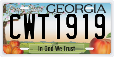 GA license plate CWT1919
