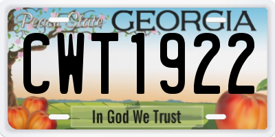 GA license plate CWT1922