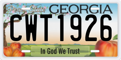 GA license plate CWT1926