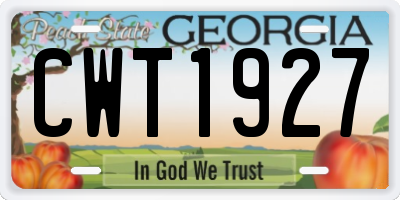 GA license plate CWT1927