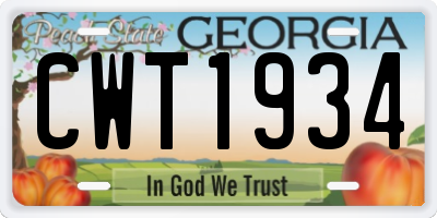 GA license plate CWT1934