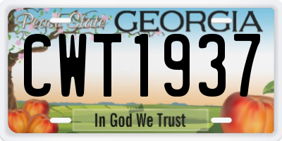 GA license plate CWT1937