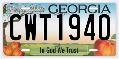 GA license plate CWT1940