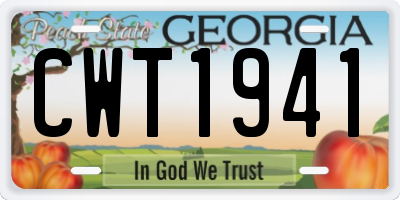 GA license plate CWT1941
