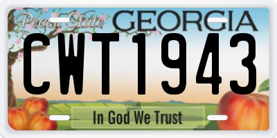 GA license plate CWT1943