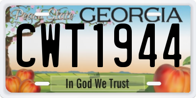 GA license plate CWT1944