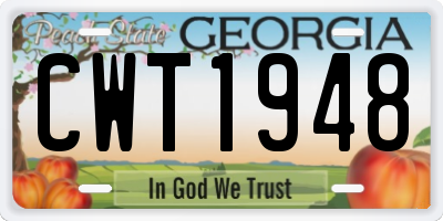 GA license plate CWT1948