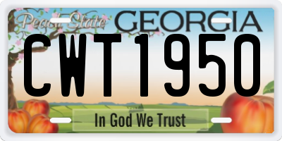 GA license plate CWT1950