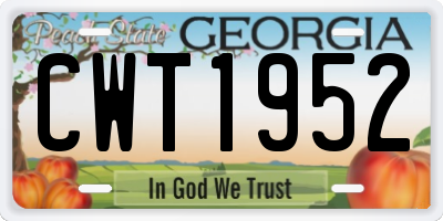 GA license plate CWT1952