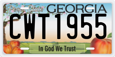 GA license plate CWT1955