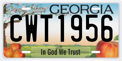GA license plate CWT1956