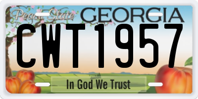 GA license plate CWT1957