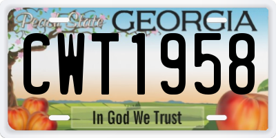 GA license plate CWT1958