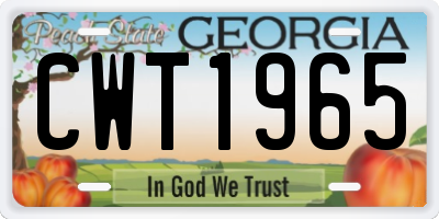GA license plate CWT1965