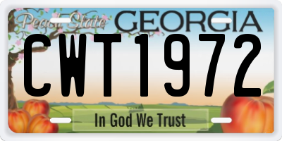GA license plate CWT1972