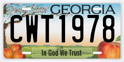 GA license plate CWT1978