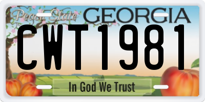 GA license plate CWT1981