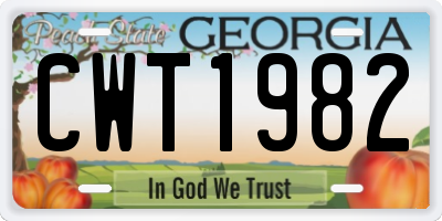 GA license plate CWT1982