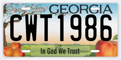 GA license plate CWT1986