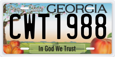 GA license plate CWT1988