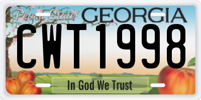 GA license plate CWT1998
