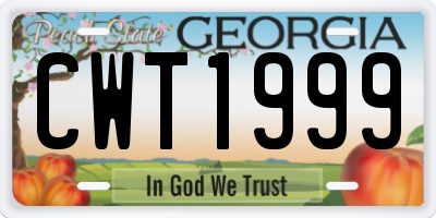 GA license plate CWT1999