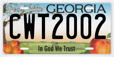 GA license plate CWT2002