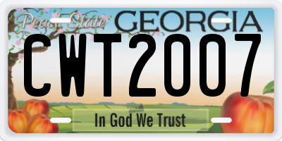 GA license plate CWT2007