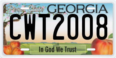 GA license plate CWT2008