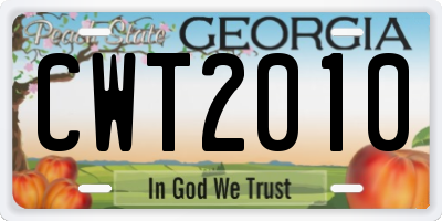 GA license plate CWT2010
