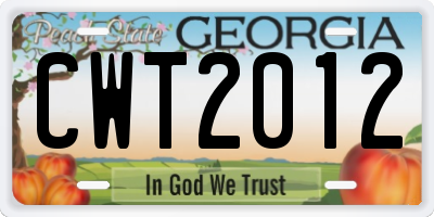 GA license plate CWT2012
