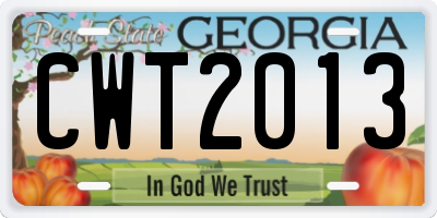 GA license plate CWT2013