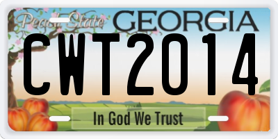 GA license plate CWT2014