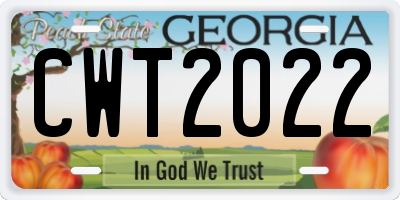 GA license plate CWT2022
