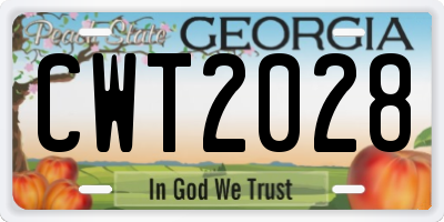 GA license plate CWT2028
