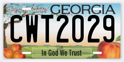 GA license plate CWT2029