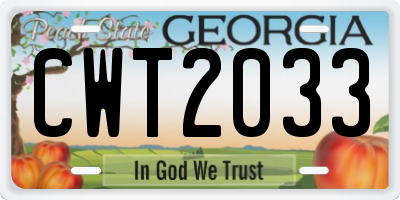 GA license plate CWT2033