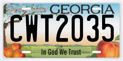 GA license plate CWT2035