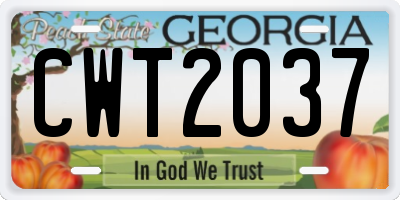 GA license plate CWT2037