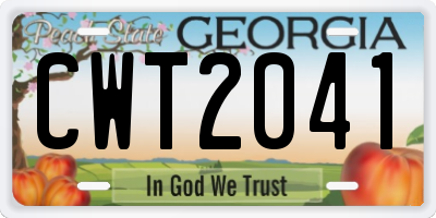 GA license plate CWT2041