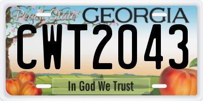 GA license plate CWT2043