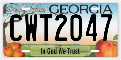 GA license plate CWT2047