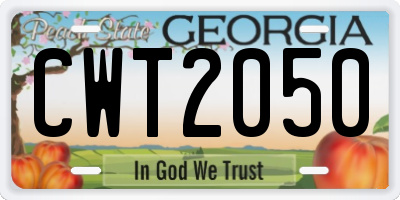 GA license plate CWT2050