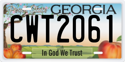 GA license plate CWT2061