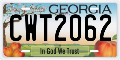 GA license plate CWT2062