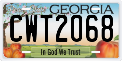 GA license plate CWT2068
