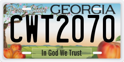 GA license plate CWT2070