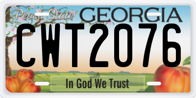 GA license plate CWT2076