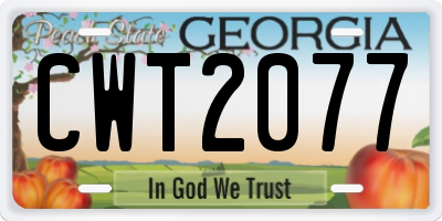 GA license plate CWT2077