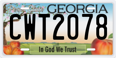 GA license plate CWT2078